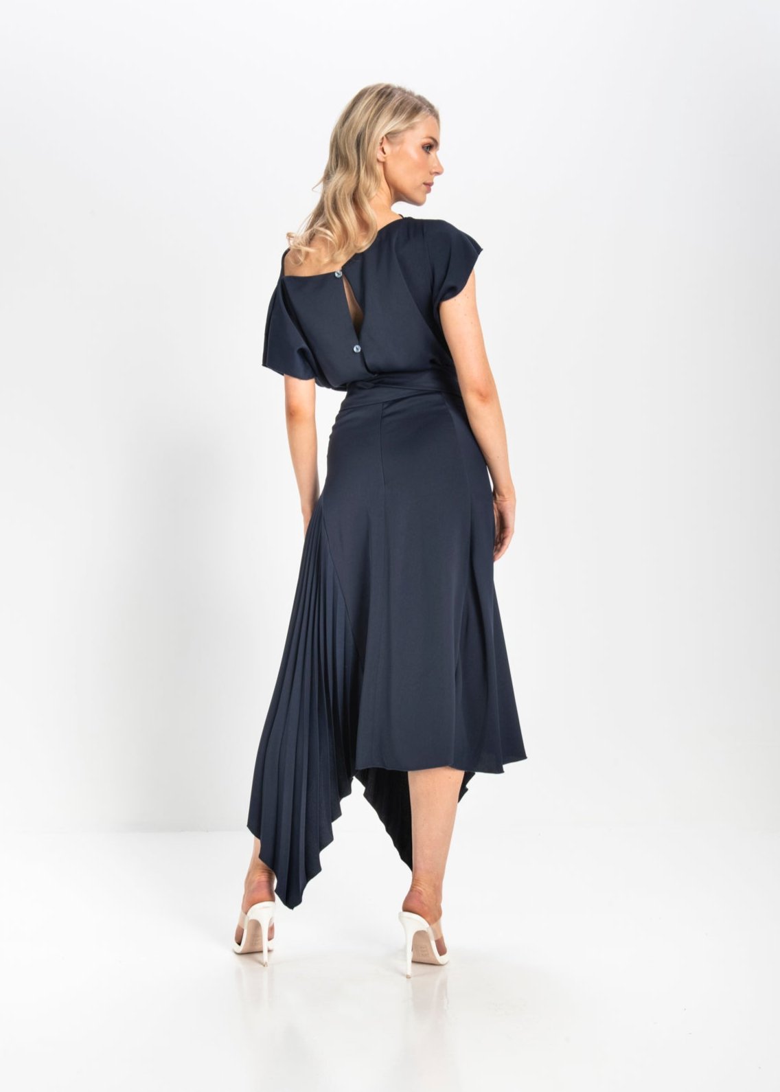 Kevan Jon Mila Pleat Knee Barbie Pink Dress