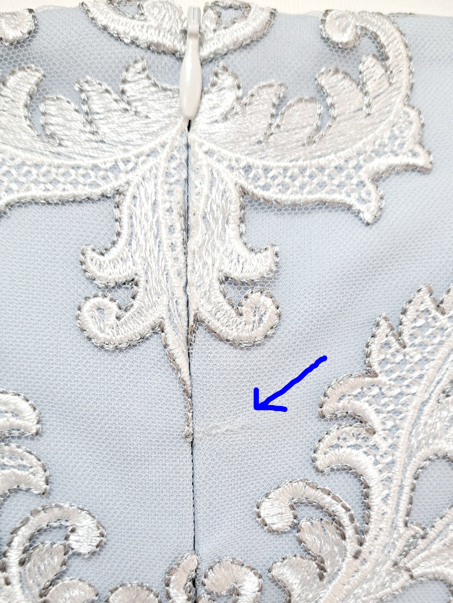 Frank Lyman Pale Blue and White Lace Occasion Dress