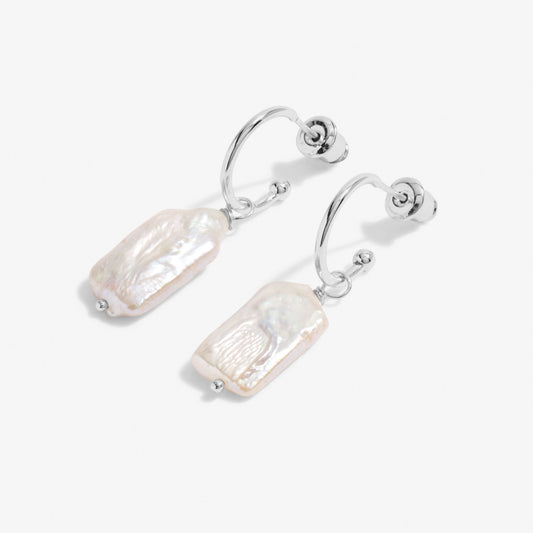 Joma Lumi Pearl Earrings 6213 - Silver Hoop