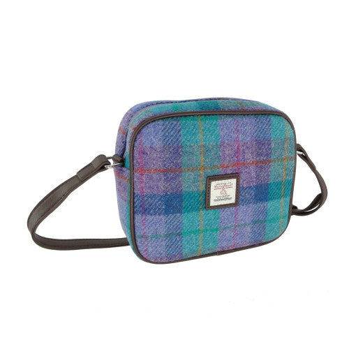 Glen Appin Harris Tweed Almond Mini Bag - COL079 Green & Purple Tartan
