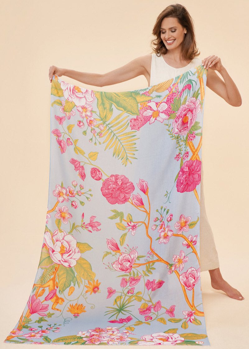 PRI180 Powder Floral Jungle Scarf - Lavender