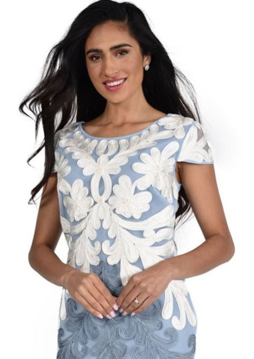 Frank Lyman 68109U Baby Blue/Off White Occasion Dress