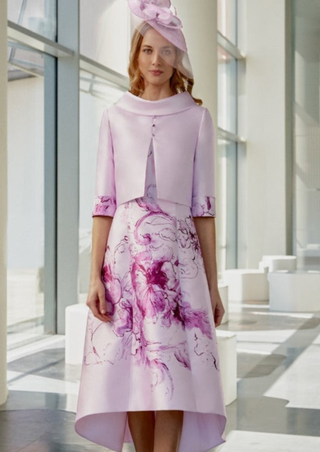 Gabriela Sanchez 7330 Dipped Hem Lilac Dress and Jacket