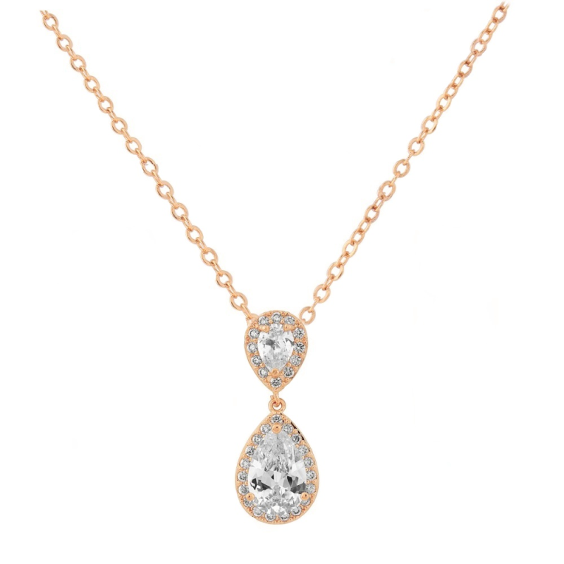 Cubic Zirconia Chic Crystal Necklace - Rose Gold