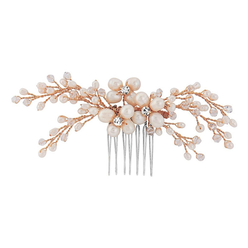 Rose Gold Freshwater Pearl Bridal Comb