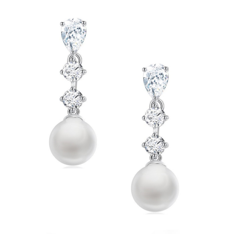 Pearl & Diamante Drop Earrings