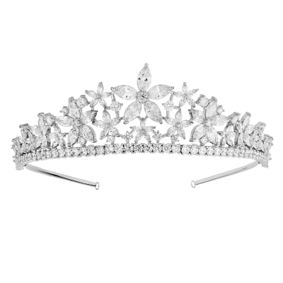 Floral Simulated Diamond Tiara