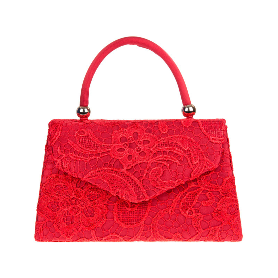 Lace Handle Bag - Red