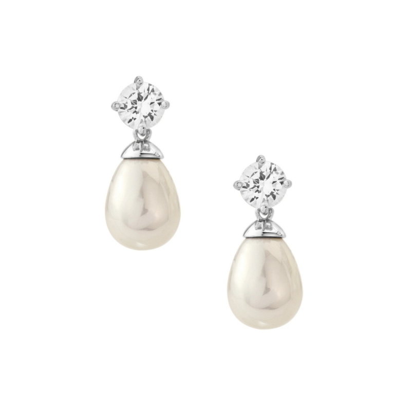 Pearl Drop and Diamante Earrings