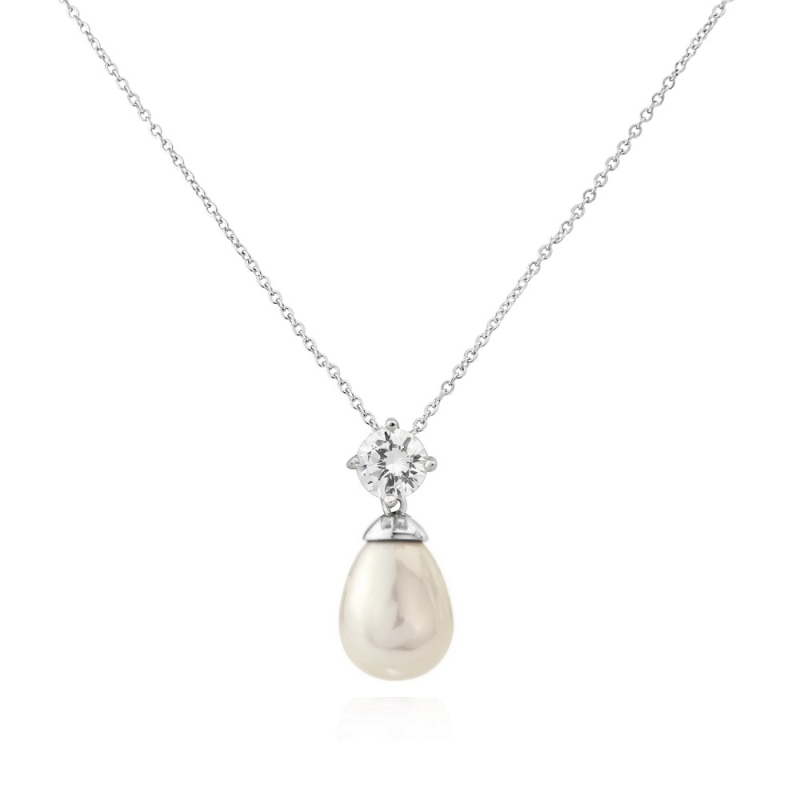Pearl Drop and Diamante Necklace