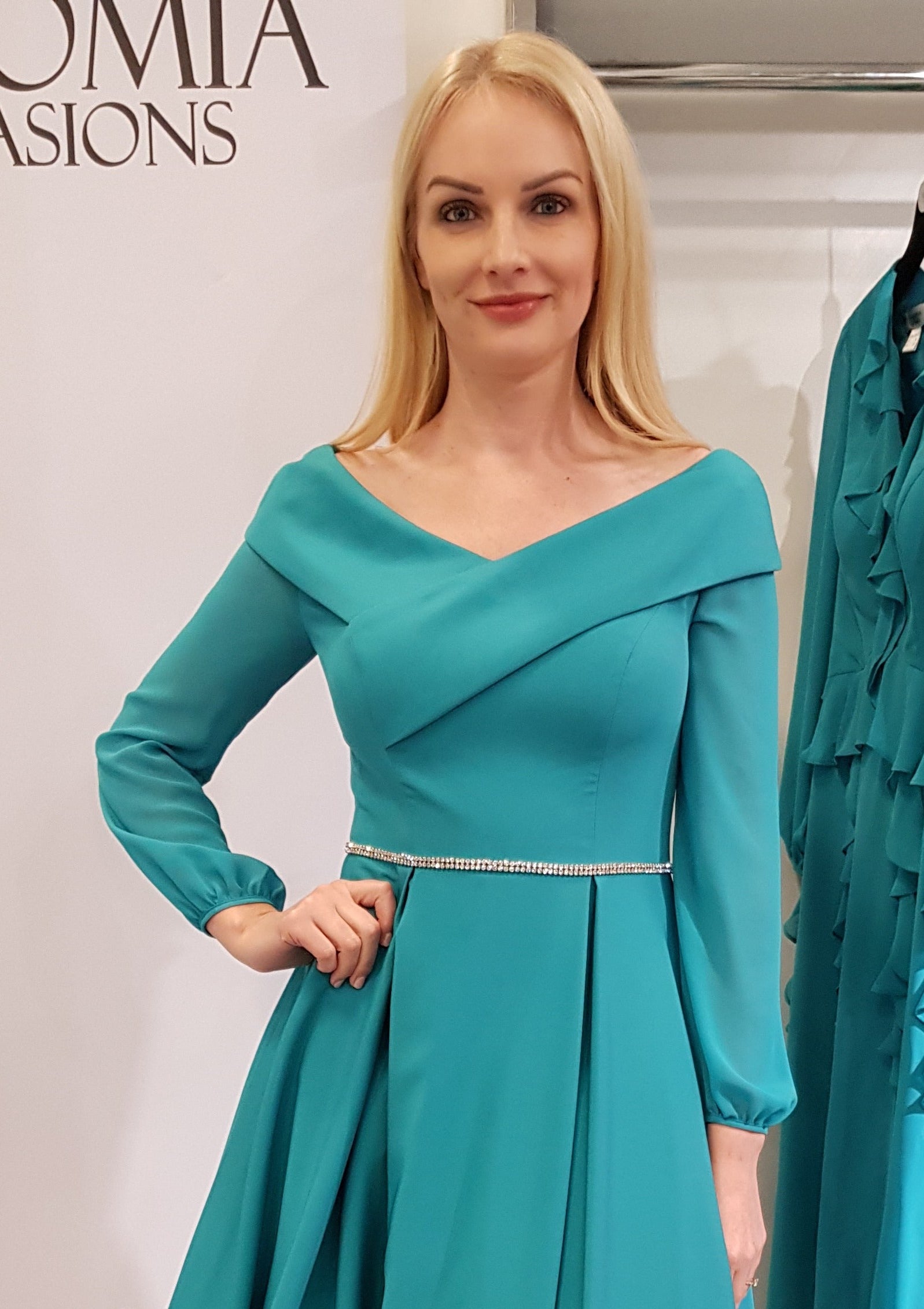 Veromia VO9693 Teal Green Occasion Dress