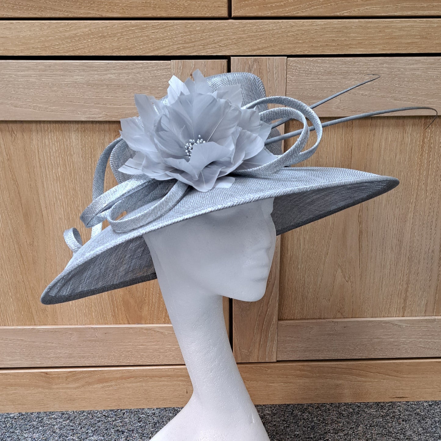 Large Silver Grey Occasion Hat