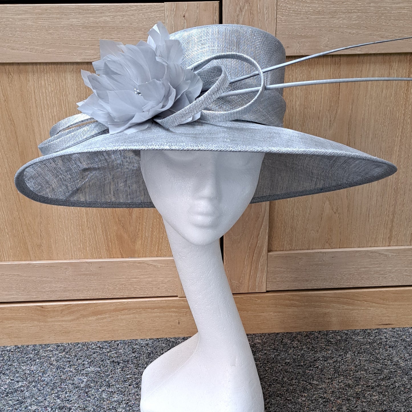 Large Silver Grey Occasion Hat