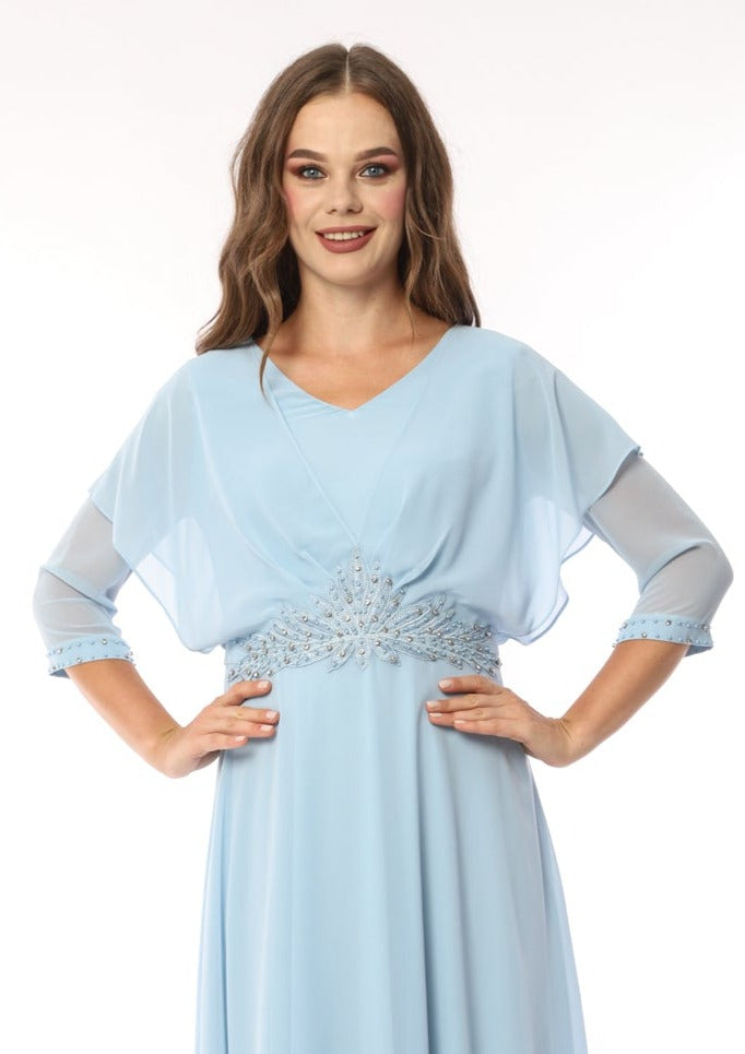 Lizabella 2791-20 Cornflower Blue Chiffon Dress