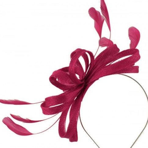 Fuchsia Fascinator with Loops & Feathers