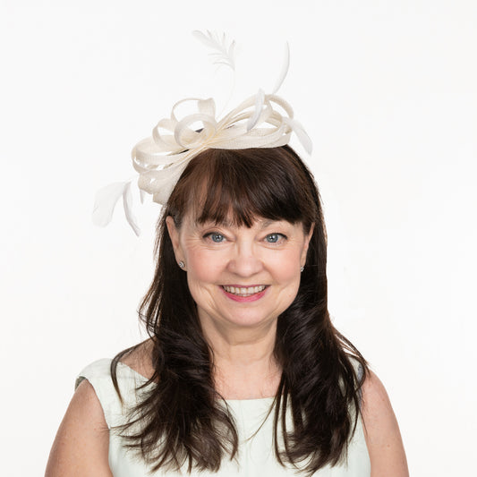 Ivory Fascinator with Loops & Feathers