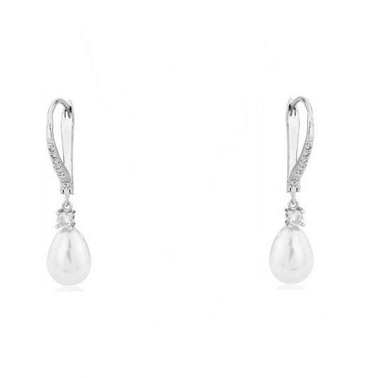 Freshwater Teardrop Pearl and Diamante Earrings
