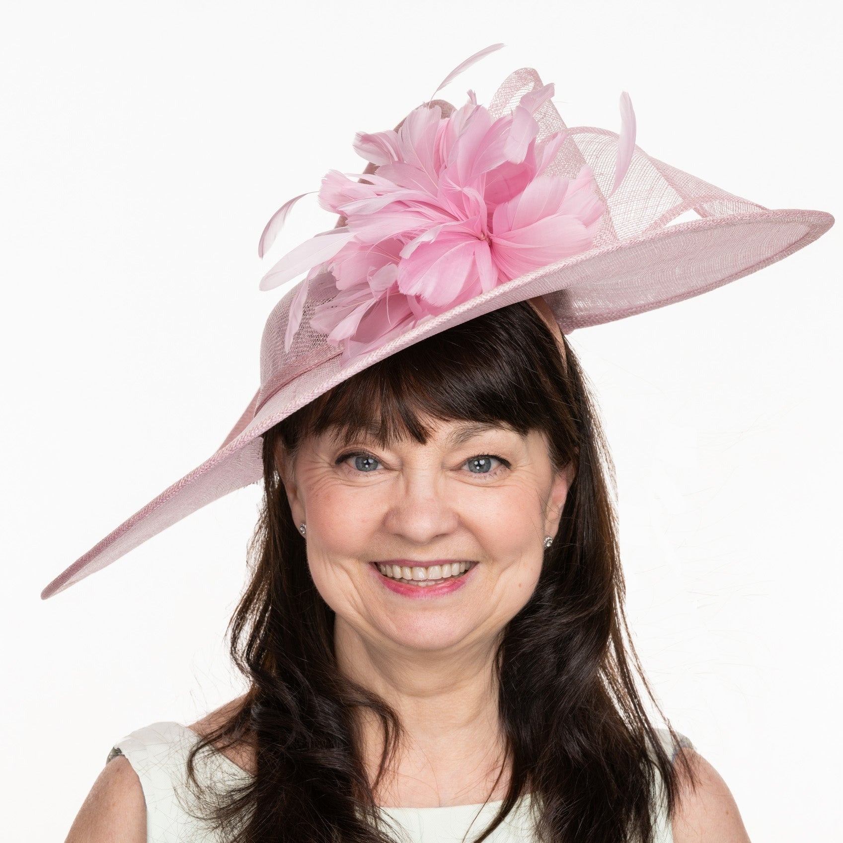 Large Pink Hatinator with Feather Flowers