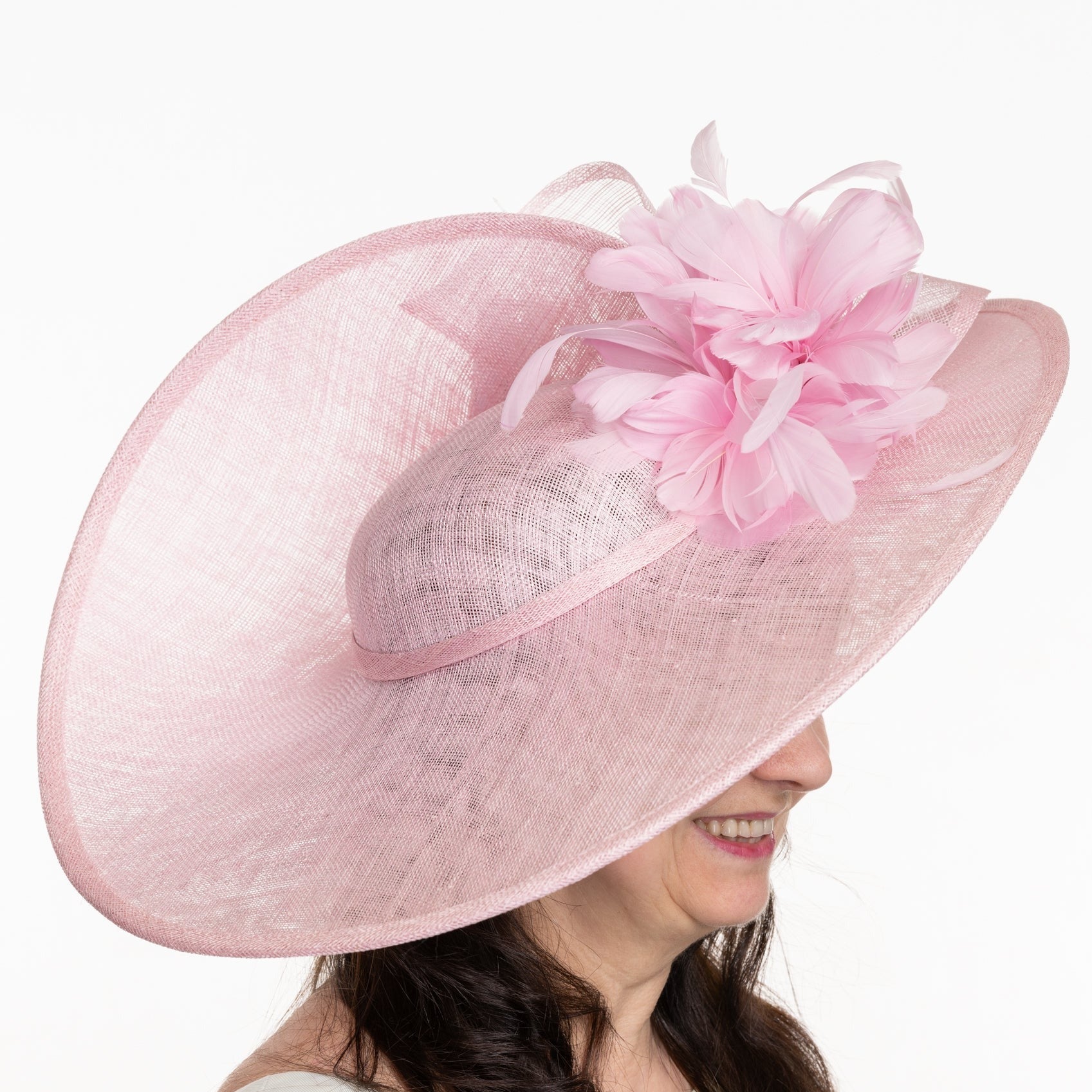 Large Pink Hatinator with Feather Flowers