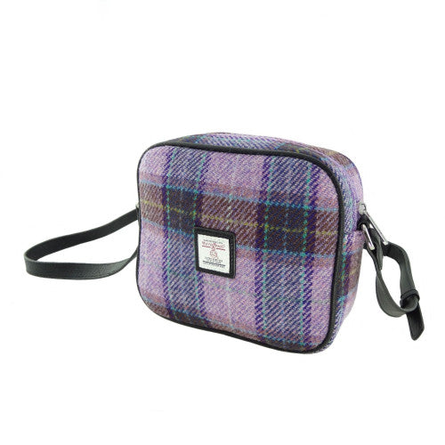Glen Appin Harris Tweed Almond Mini Bag - COL034 Pink/Purple Check
