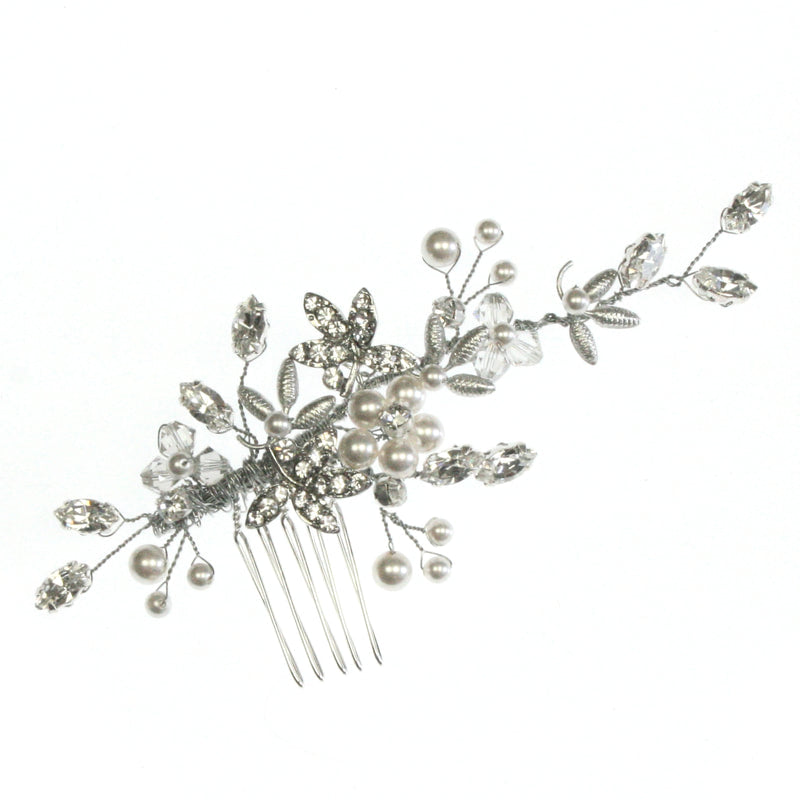 Arianna Briar Hair Comb with Leaves and Pearl