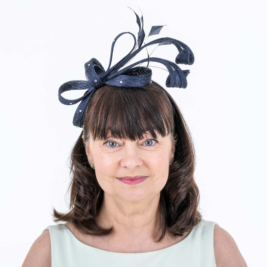 Navy Fascinator on Headband