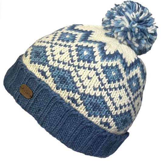 KuSan PK2401 Fleece Lined Unisex Bobble Hat - Blue