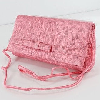 Bubblegum Sinamay Clutch bag with arm strap