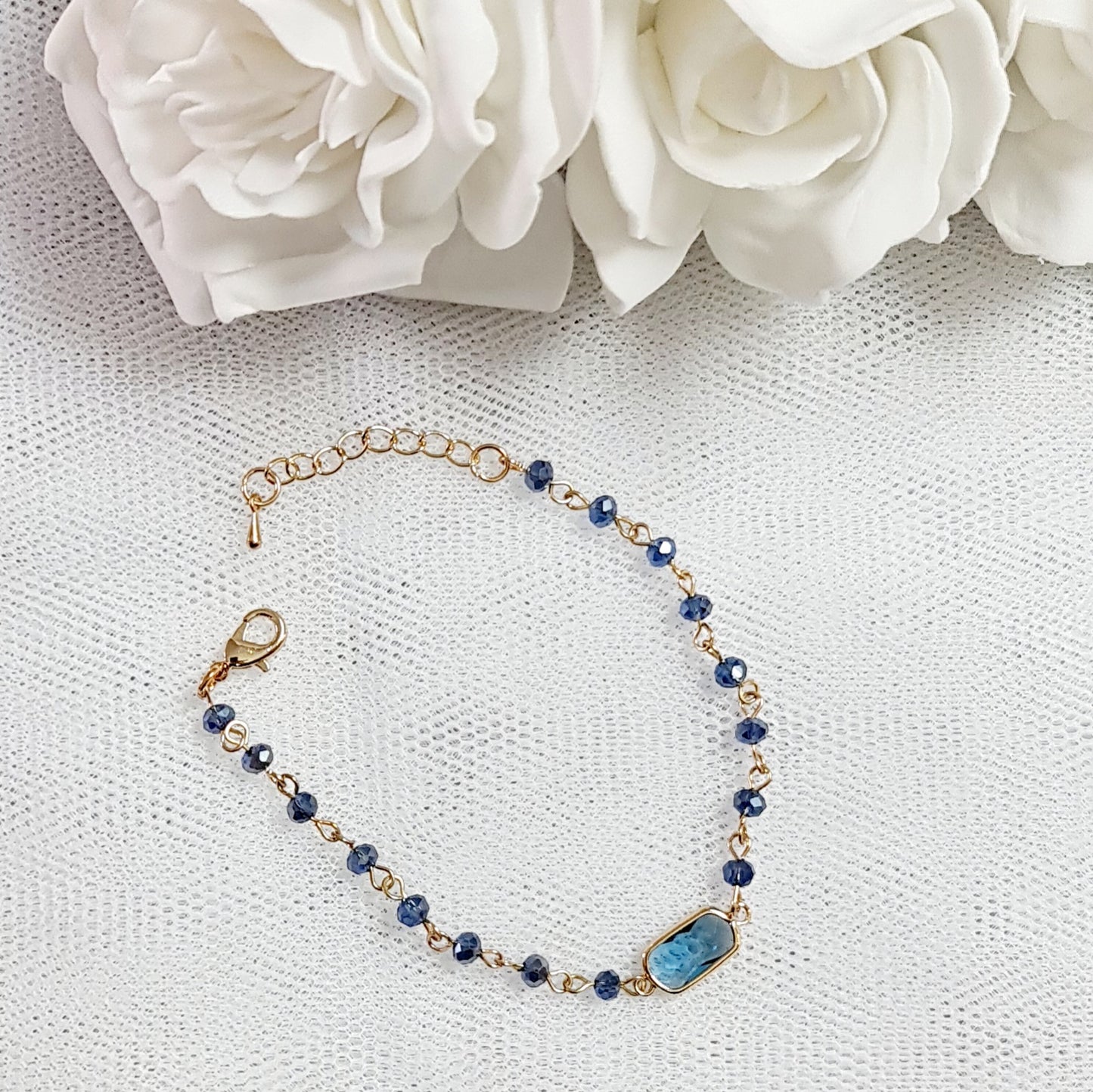 Crystal Clasp Bracelet - Gold and Blue