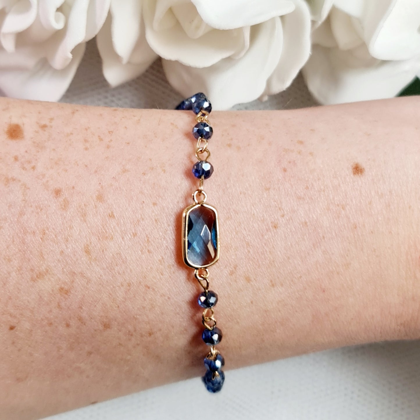 Crystal Clasp Bracelet - Gold and Blue