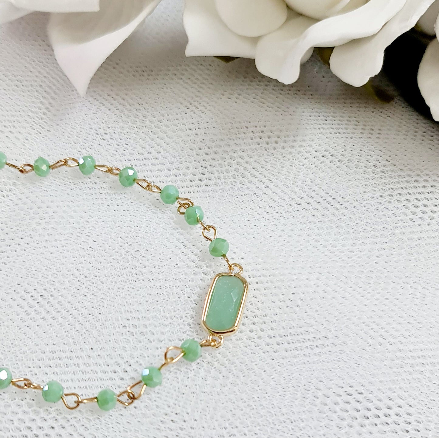 Crystal Clasp Bracelet - Gold and Green