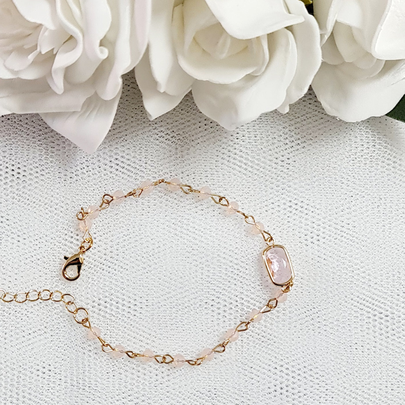 Crystal Clasp Bracelet - Gold and Pink