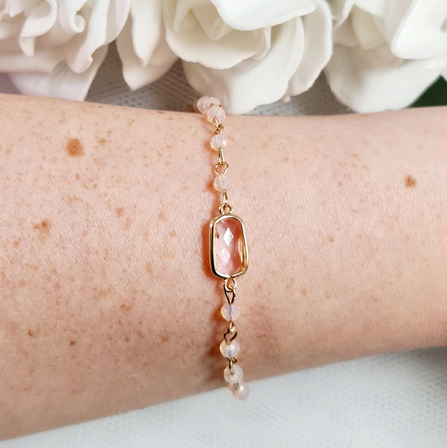 Crystal Clasp Bracelet - Gold and Pink