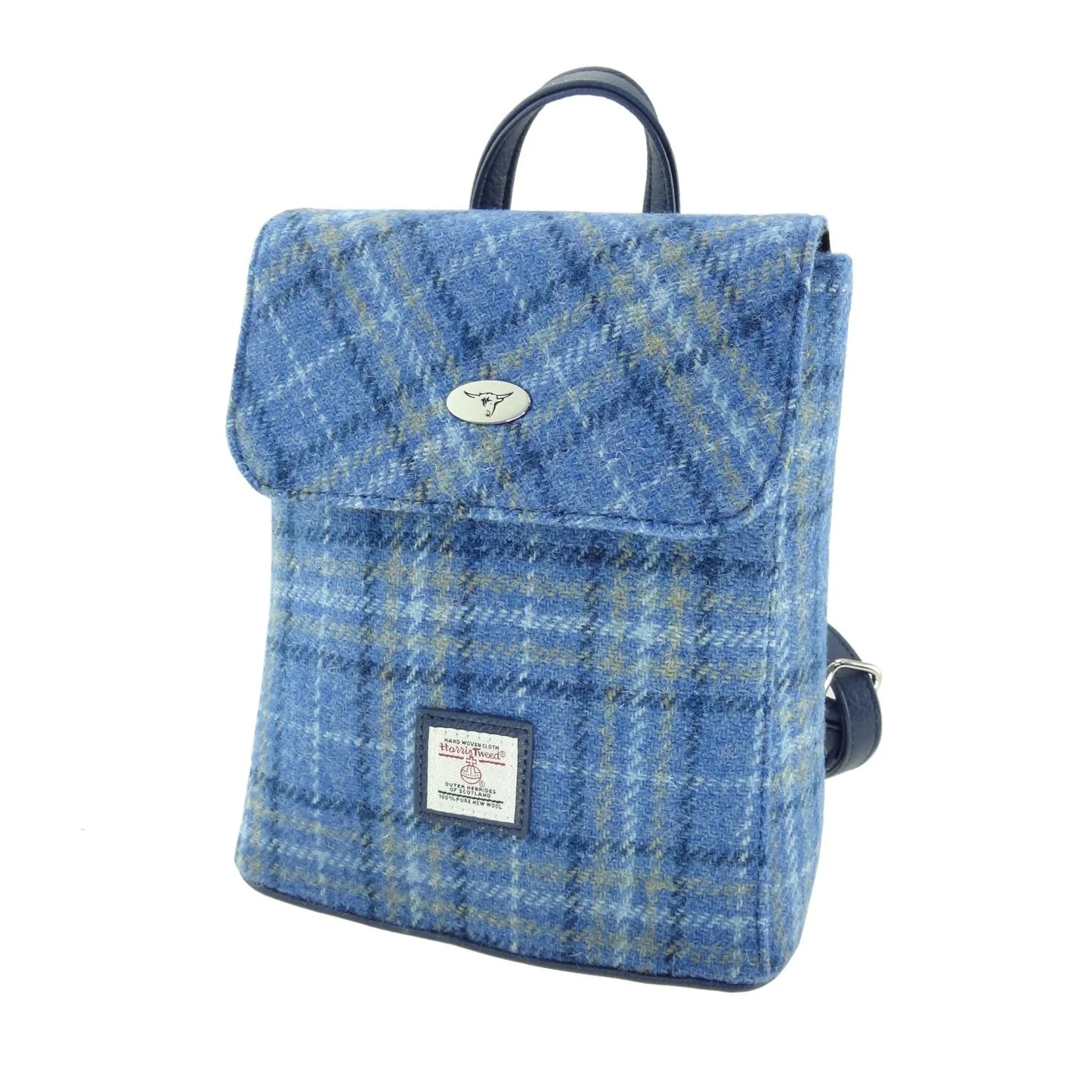 Glen Appin Harris Tweed Mini Tummel Backpack - COL129 Light Blue Check