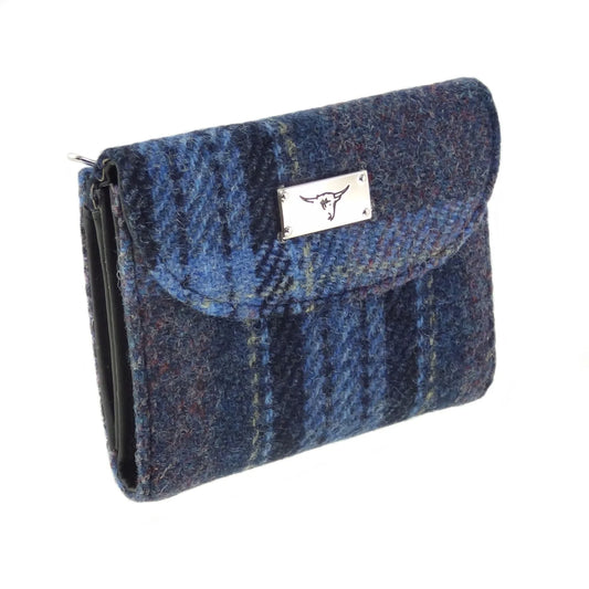 Harris Tweed Jura Purse - COL143 Blue & Purple Stewart Tartan