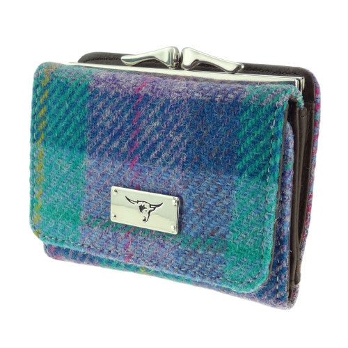 Harris Tweed Unst Purse - COL079 Green & Purple Tartan