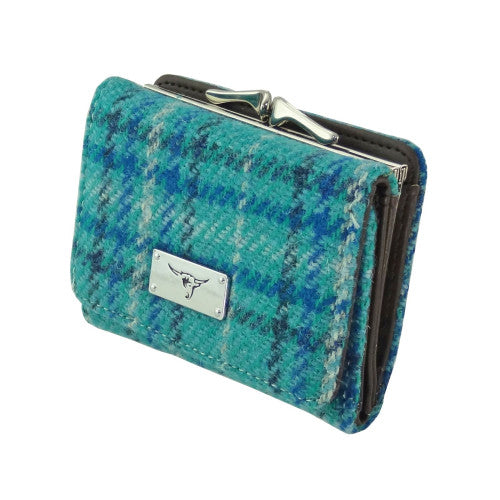 Harris Tweed Unst Purse - COL145 Teal and Blue Check