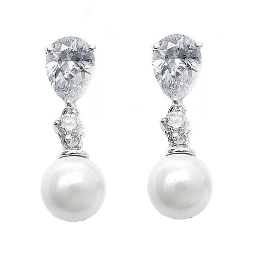 Helen Pearl Drop & Diamante Earrings