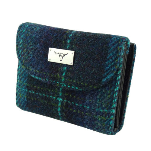 Harris Tweed Jura Purse - COL119 Turquoise Overcheck