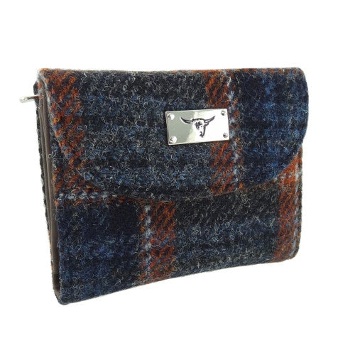 Harris Tweed Jura Purse - COL127 Grey and Rust Overcheck