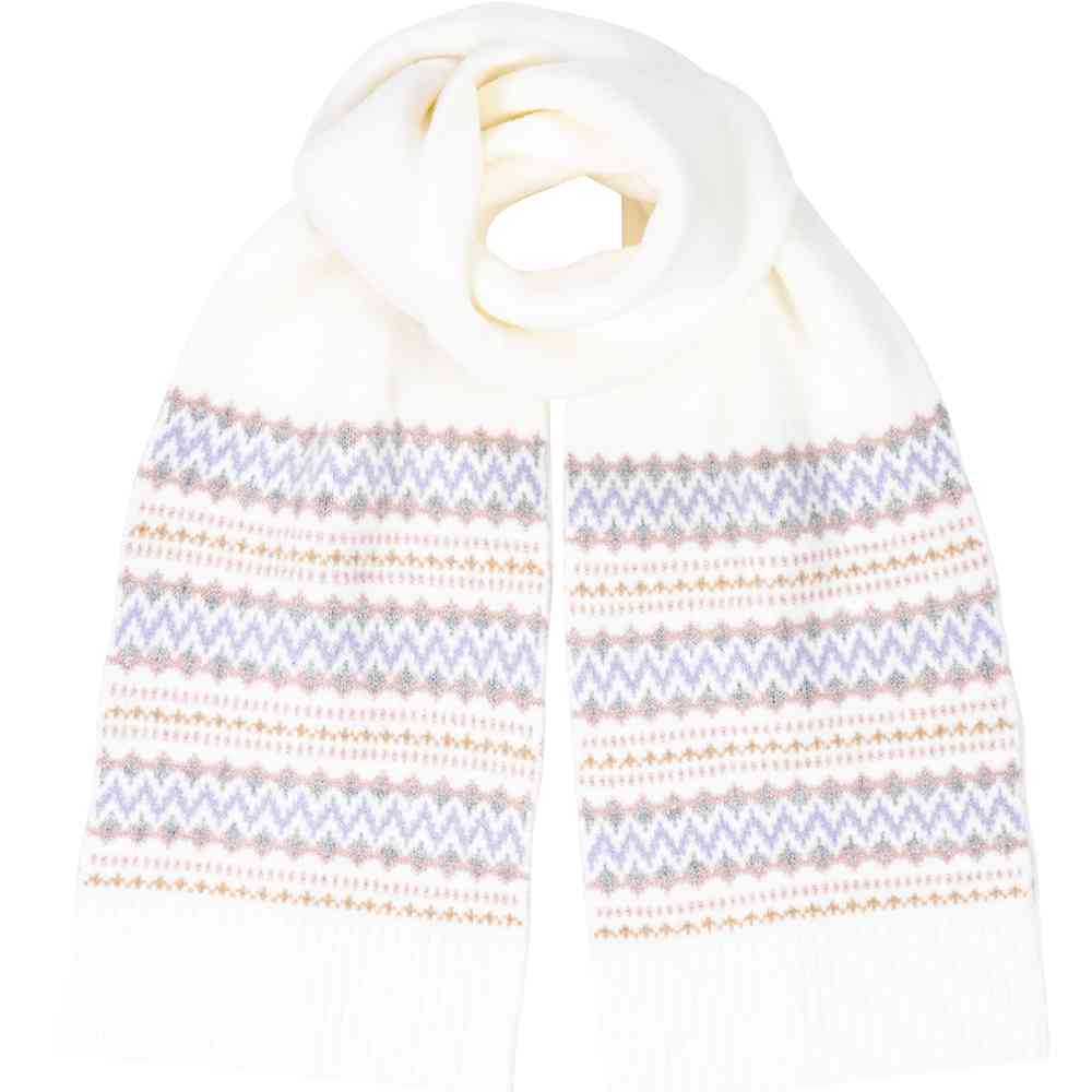 Melissa Patterned Knit Scarf - Cream