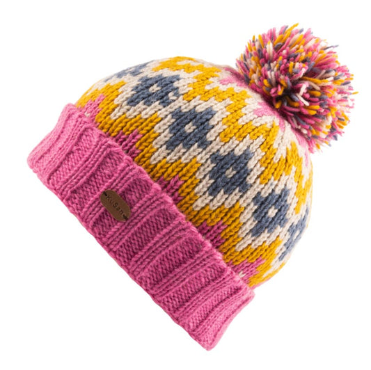 KuSan Fleece Lined Unisex Bobble Hat - Pink