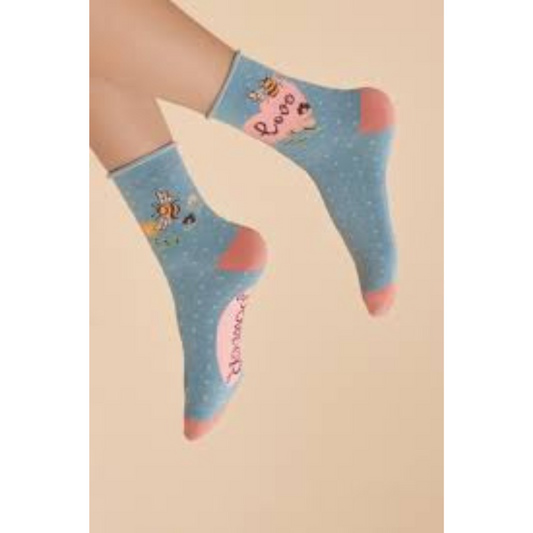 Powder Accessories Blue Bamboo Socks - Love Bumblebee