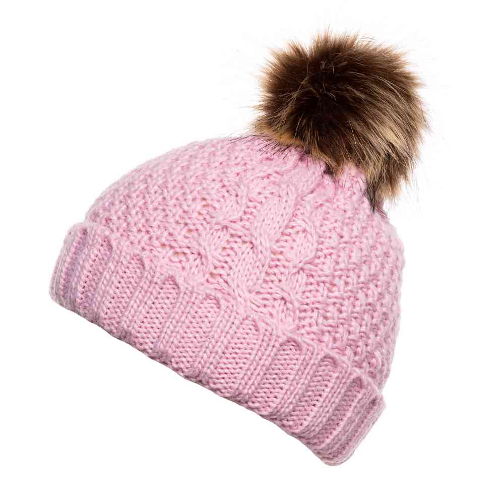 Willow Knit Pompom Hat - Pink
