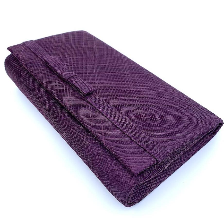 Blackcurrant Sinamay Clutch bag with arm strap