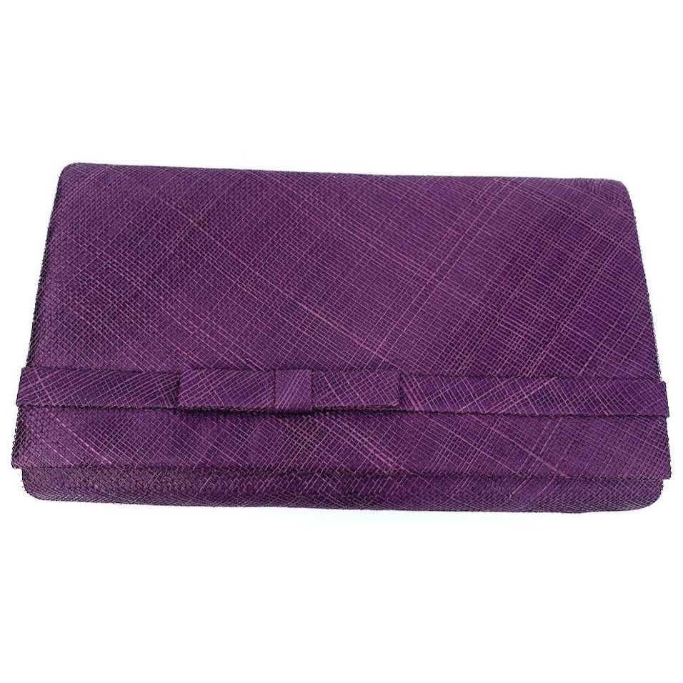 Blackcurrant Sinamay Clutch bag with arm strap