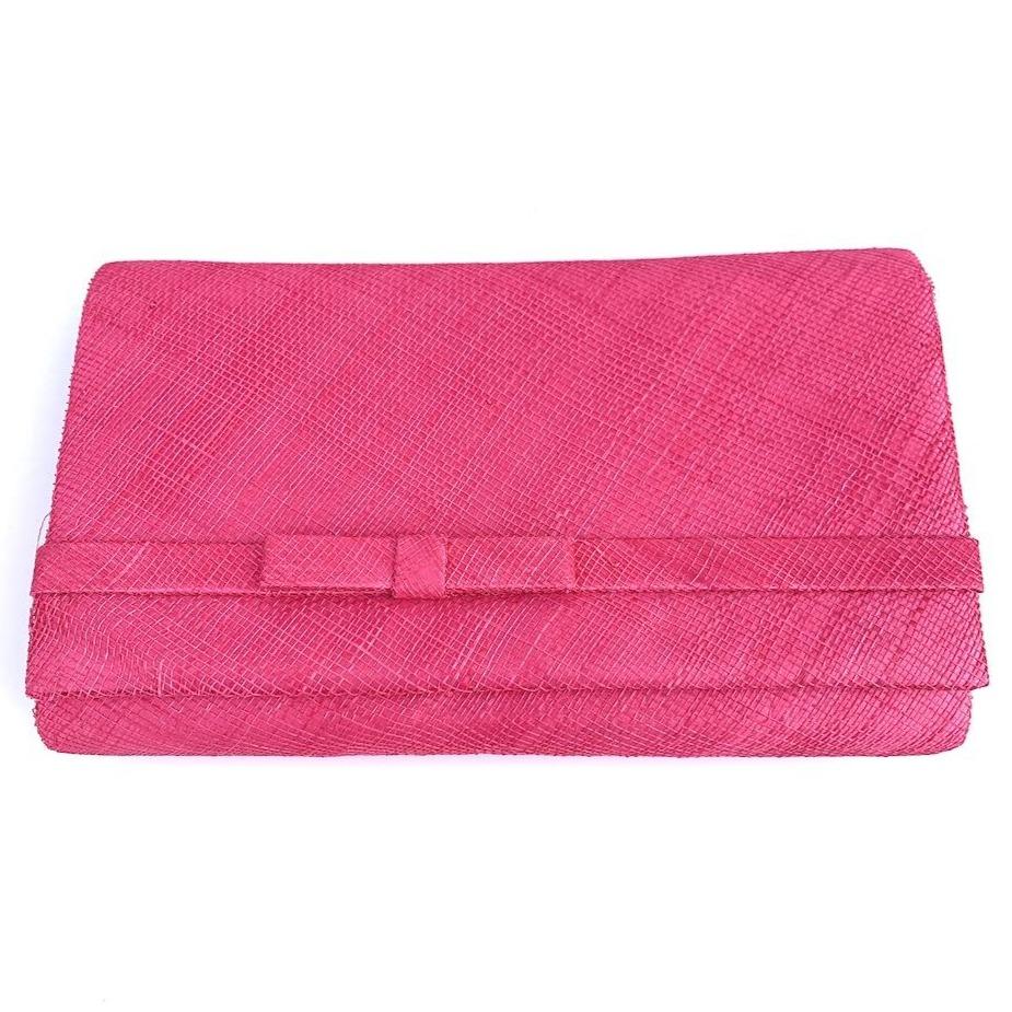 Cerise Sinamay Clutch bag with arm strap