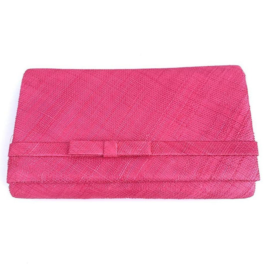 Cerise Sinamay Clutch bag with arm strap