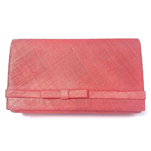 Coral Sinamay Clutch bag with arm strap