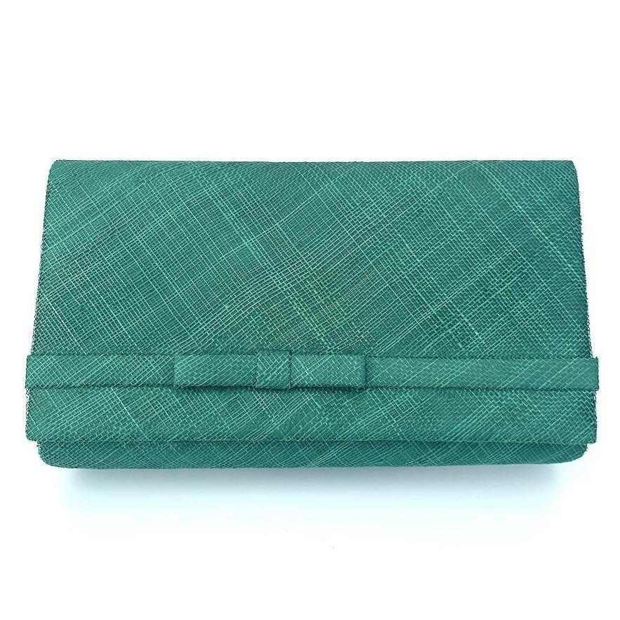 Emerald Sinamay Clutch bag with arm strap